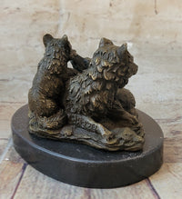 Marble Bronze Wolf Cub Bust Wild Life Garden Sculpture