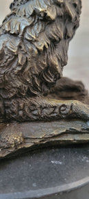 Marble Bronze Wolf Cub Bust Wild Life Garden Sculpture