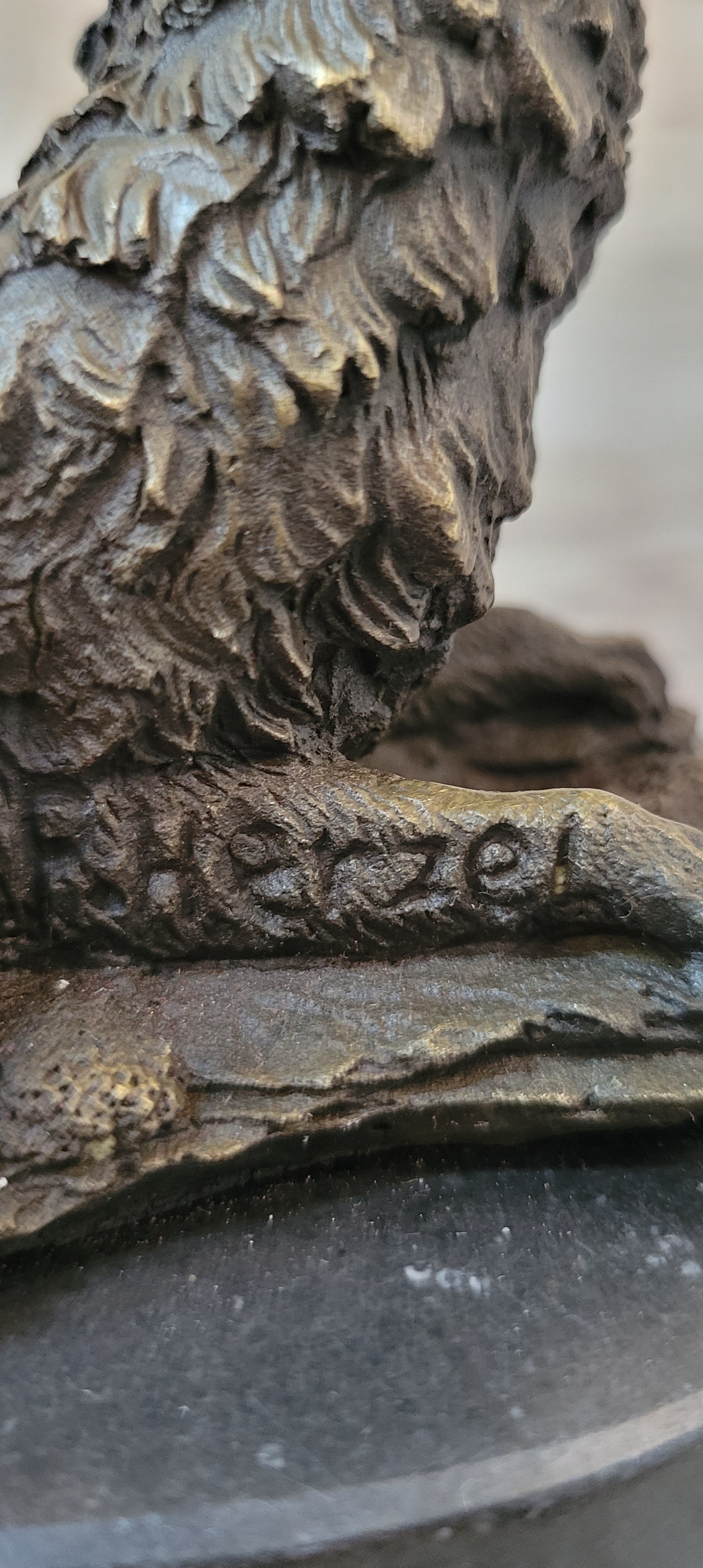Marble Bronze Wolf Cub Bust Wild Life Garden Sculpture