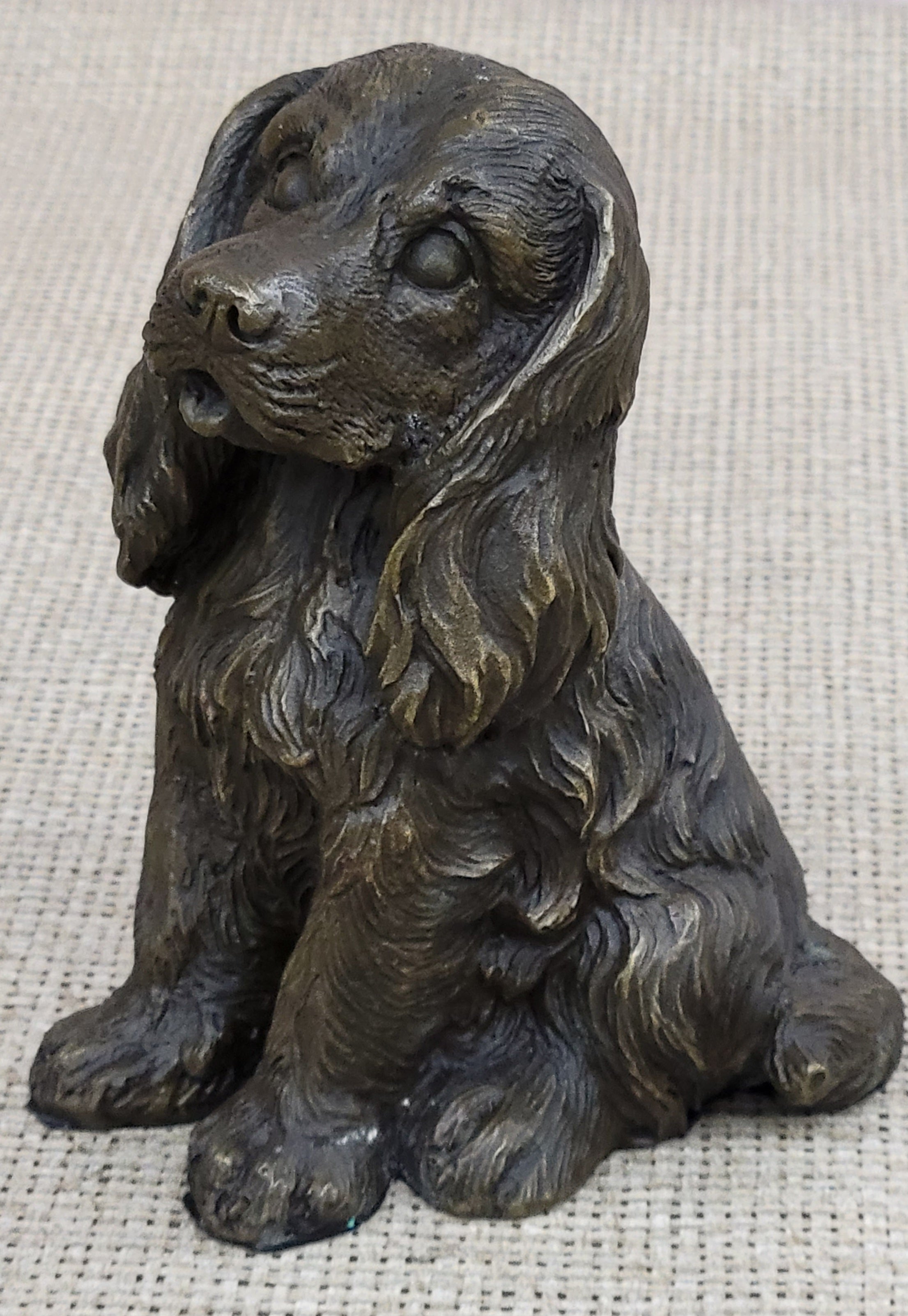 Cocker Spaniel Big Eared Puppy Dog Bronze Sculpture 6" x 4"