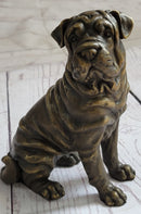 Shar Pei Puppy Bronze Metal Sculpture Signed Art 6.5" x 6"