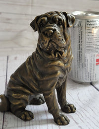 Shar Pei Puppy Bronze Metal Sculpture Signed Art 6.5" x 6"