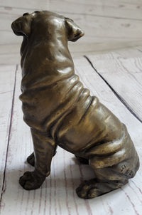 Shar Pei Puppy Bronze Metal Sculpture Signed Art 6.5" x 6"