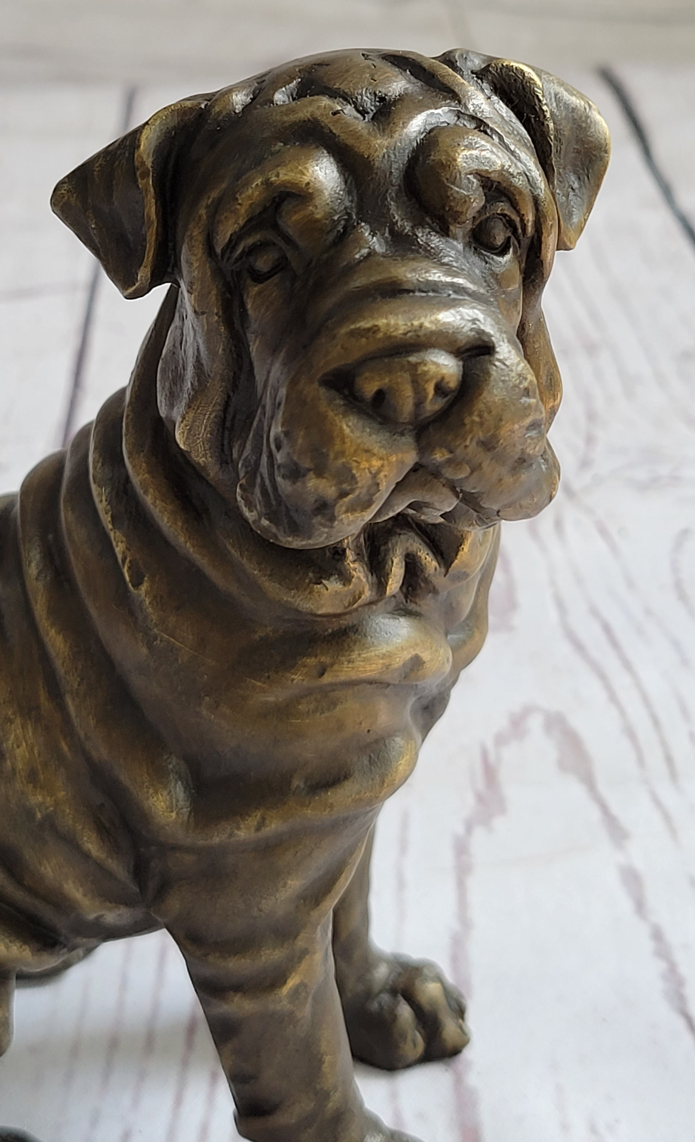 Shar Pei Puppy Bronze Metal Sculpture Signed Art 6.5" x 6"