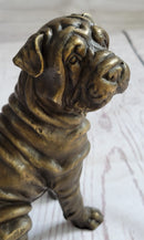 Shar Pei Puppy Bronze Metal Sculpture Signed Art 6.5" x 6"