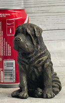 Shar Pei Puppy Dog Bronze Metal Sculpture Signed Art