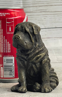 Shar Pei Puppy Dog Bronze Metal Sculpture Signed Art