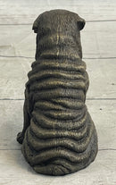 Shar Pei Puppy Dog Bronze Metal Sculpture Signed Art
