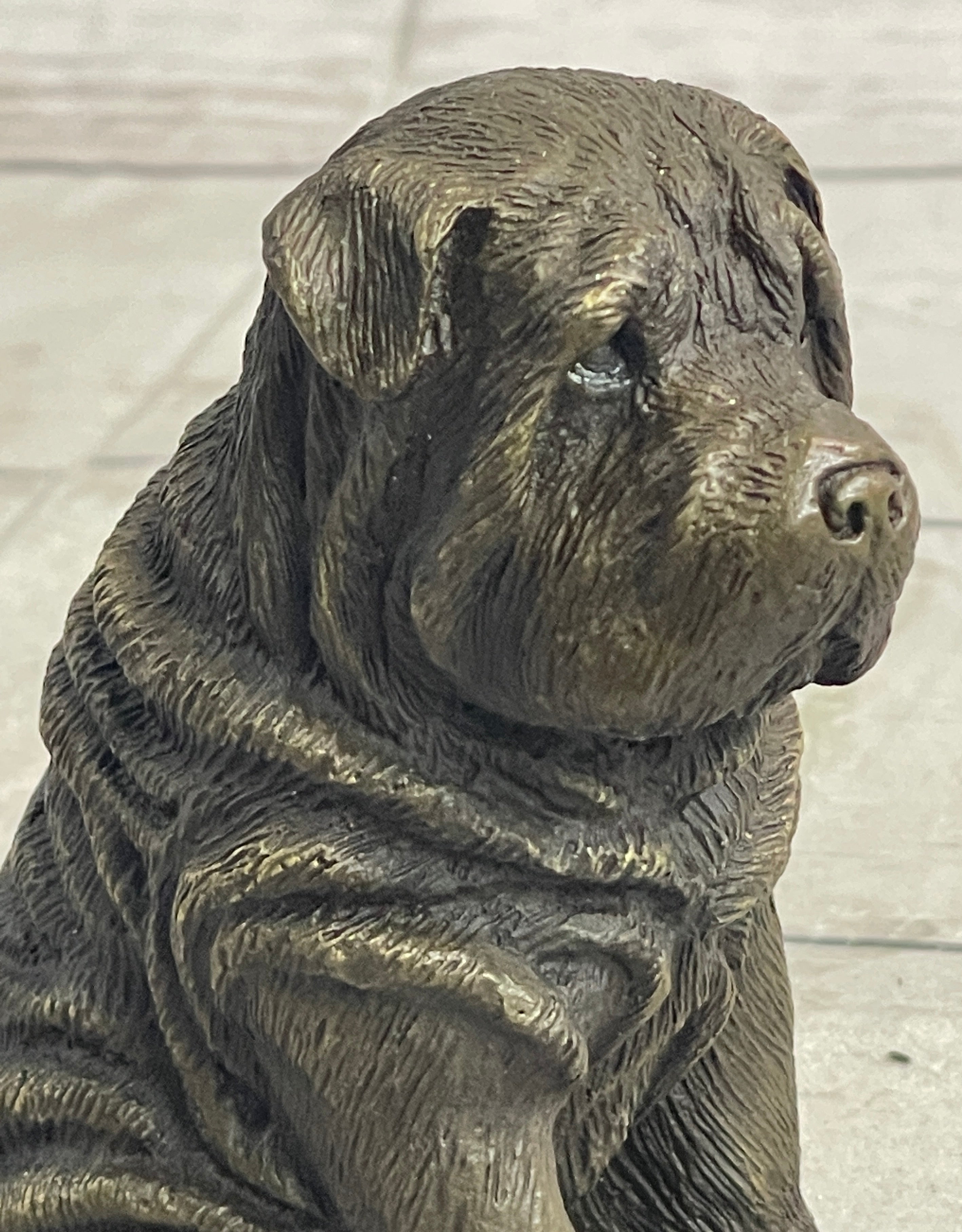 Shar Pei Puppy Dog Bronze Metal Sculpture Signed Art