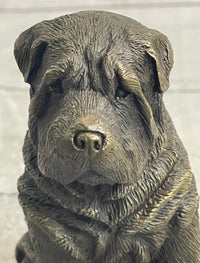 Shar Pei Puppy Dog Bronze Metal Sculpture Signed Art