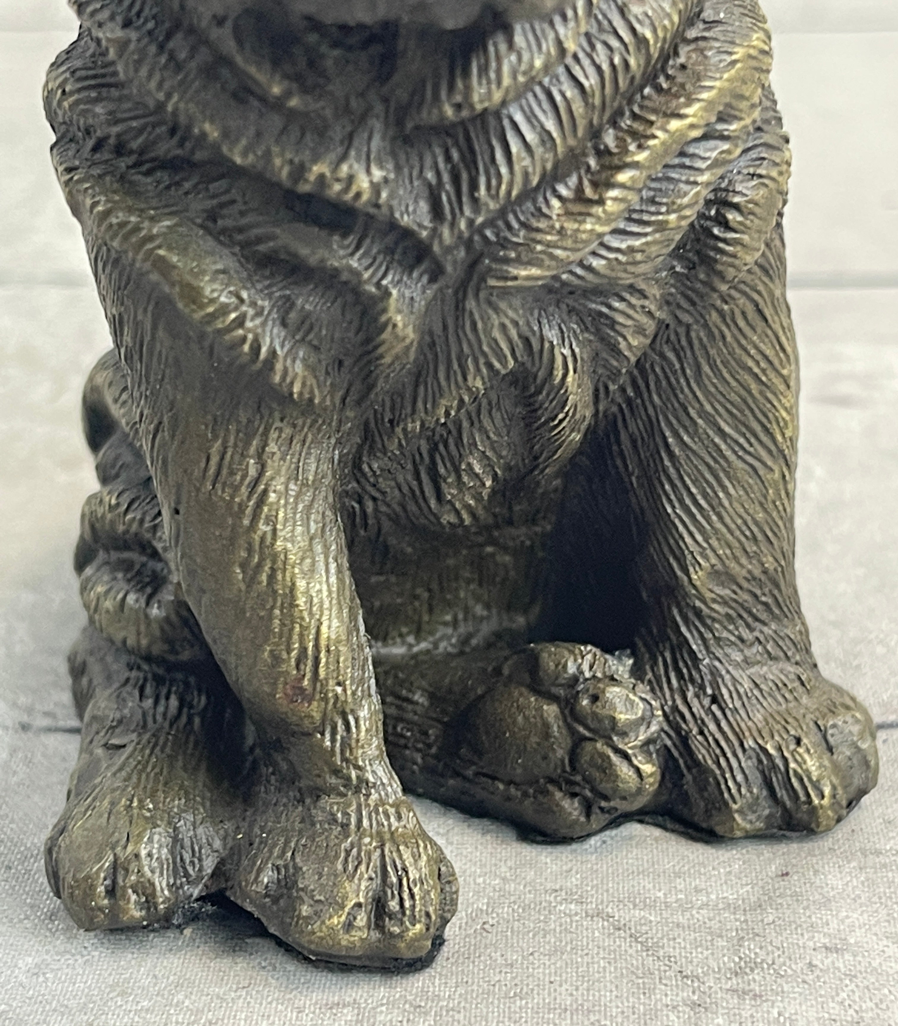 Shar Pei Puppy Dog Bronze Metal Sculpture Signed Art