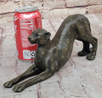 Stretching Cheetah Bronze Sculpture Signed 5" x 10"