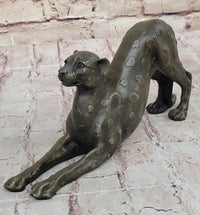 Stretching Cheetah Bronze Sculpture Signed 5" x 10"