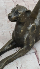 Stretching Cheetah Bronze Sculpture Signed 5" x 10"