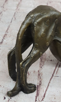 Stretching Cheetah Bronze Sculpture Signed 5" x 10"