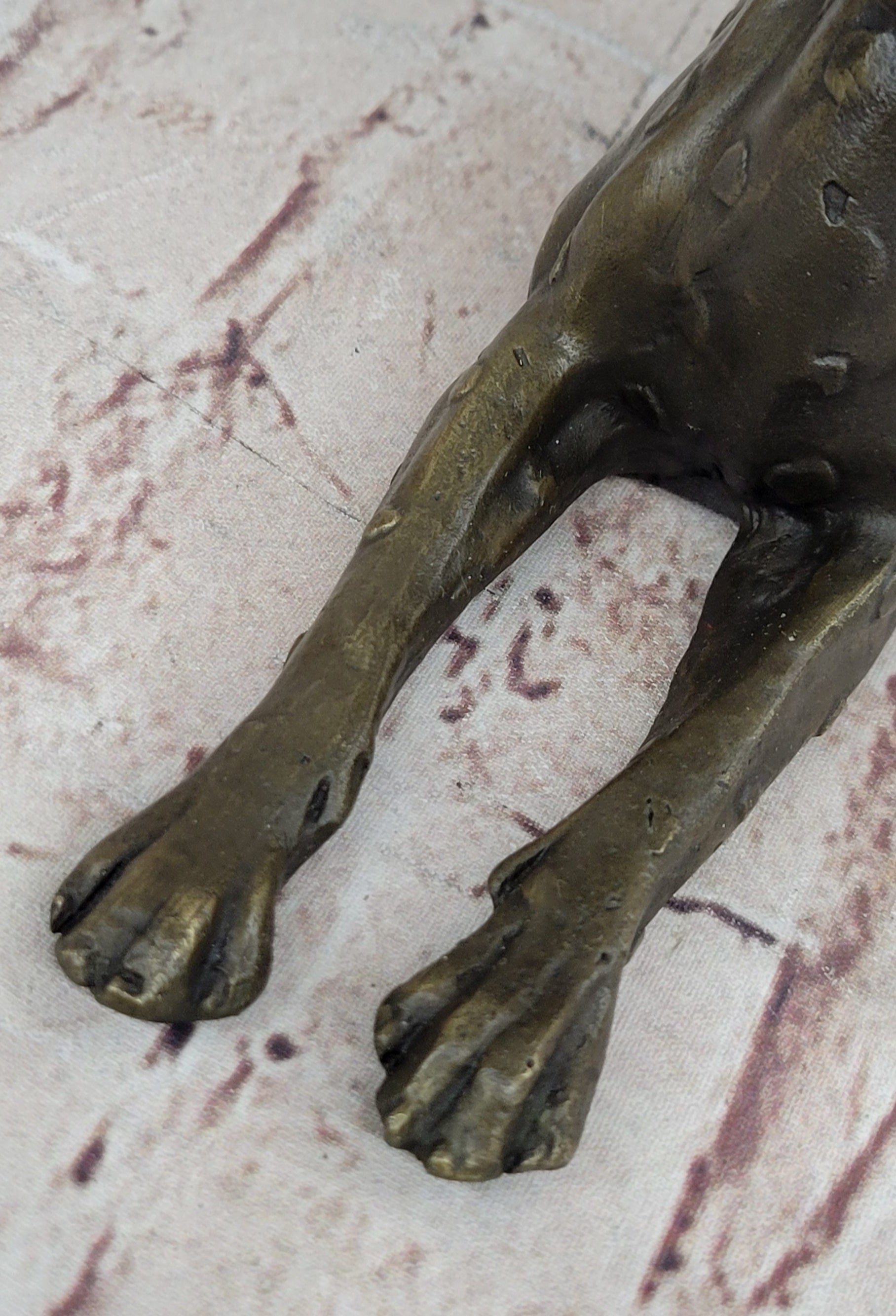 Stretching Cheetah Bronze Sculpture Signed 5" x 10"