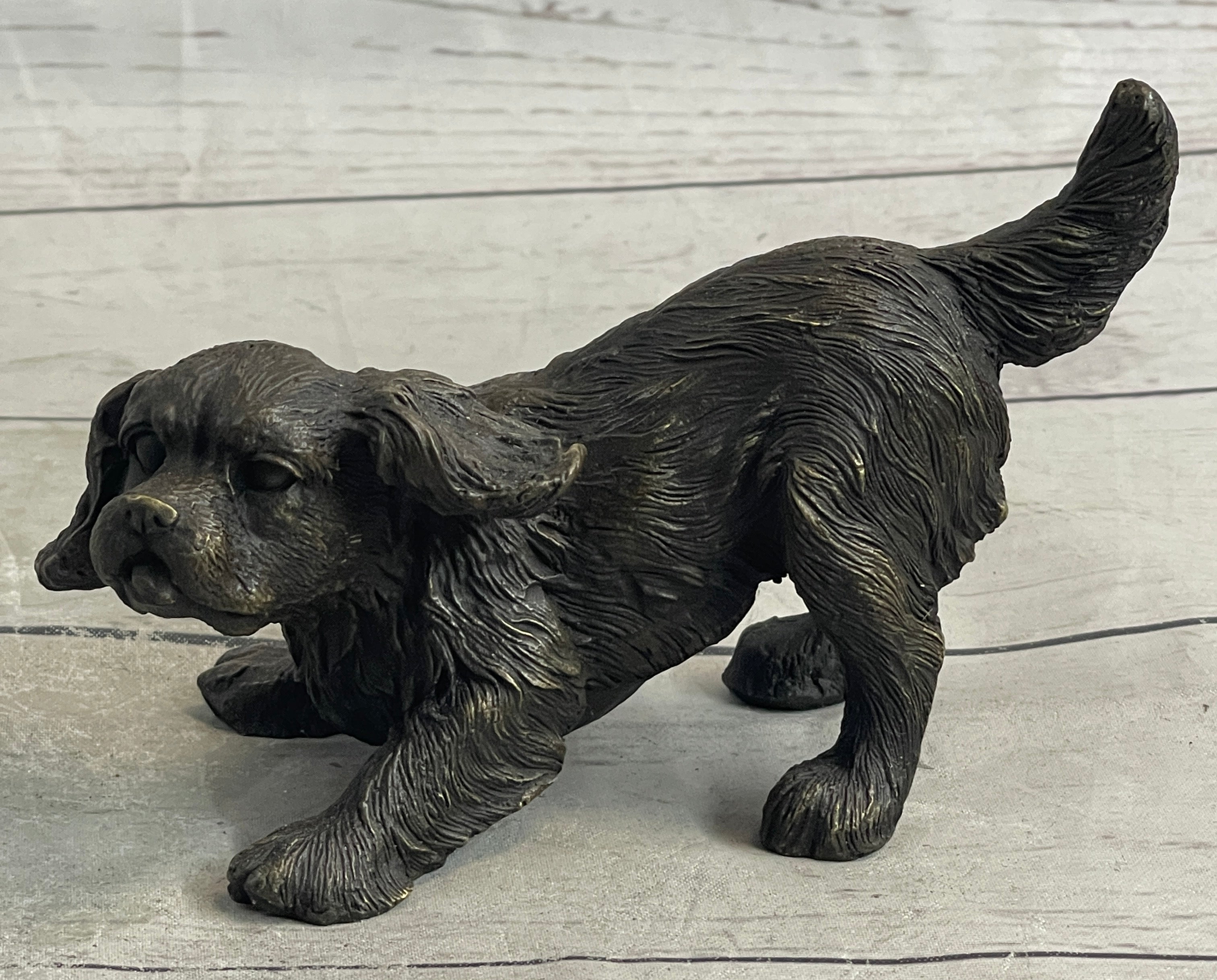 Cavalier King Charles Spaniel Puppy Bronze Metal Sculpture