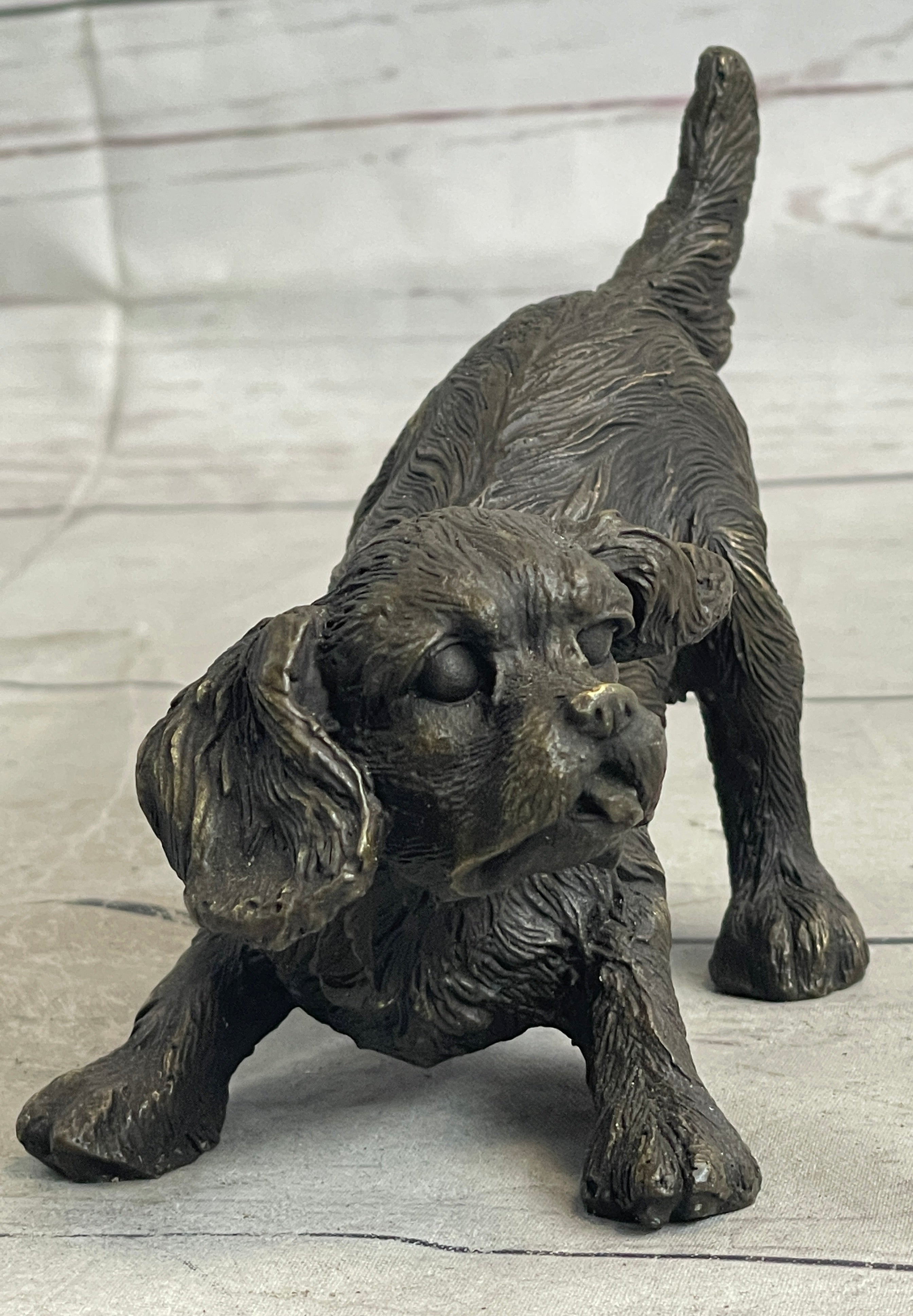 Cavalier King Charles Spaniel Puppy Bronze Metal Sculpture