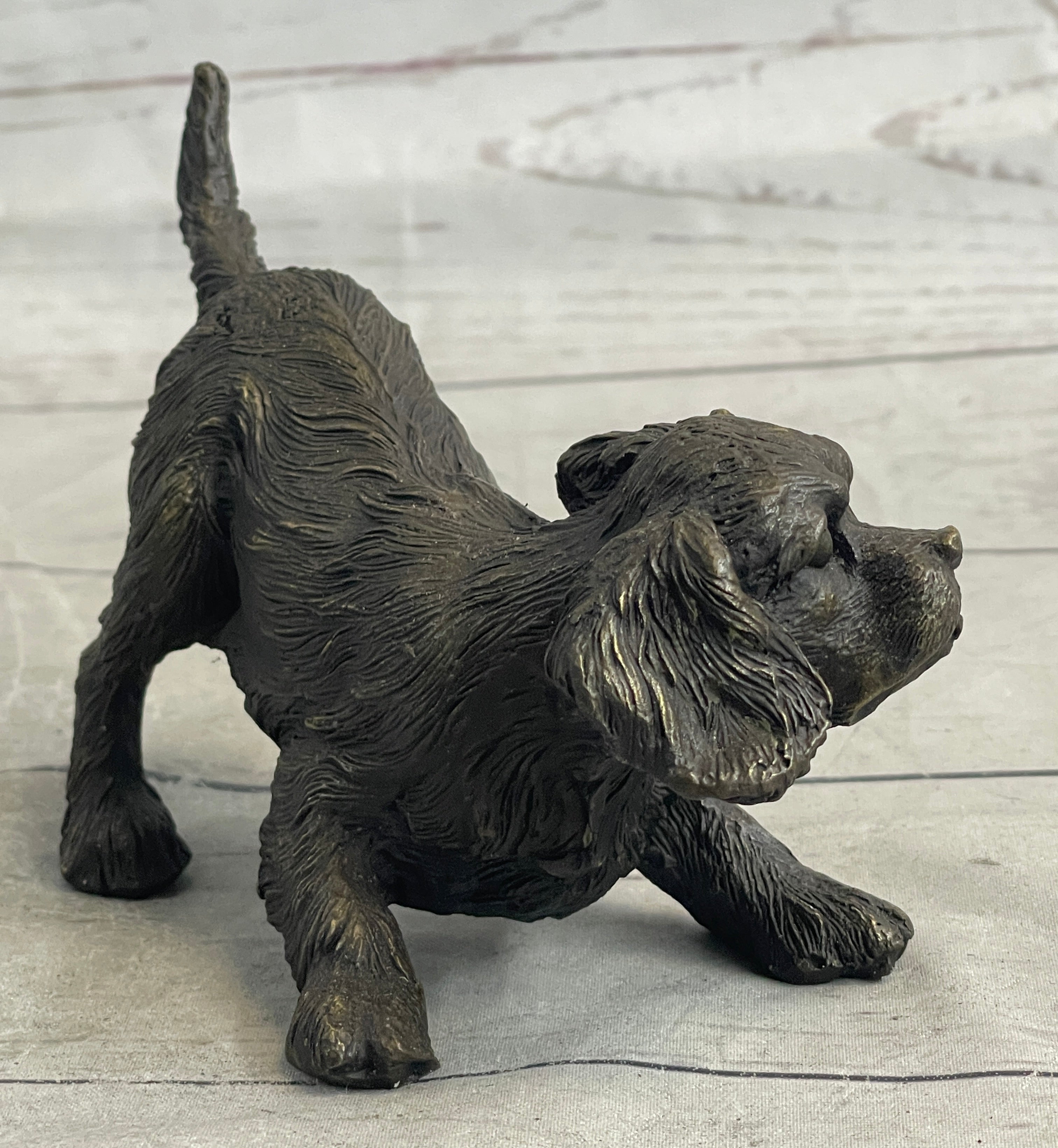 Cavalier King Charles Spaniel Puppy Bronze Metal Sculpture
