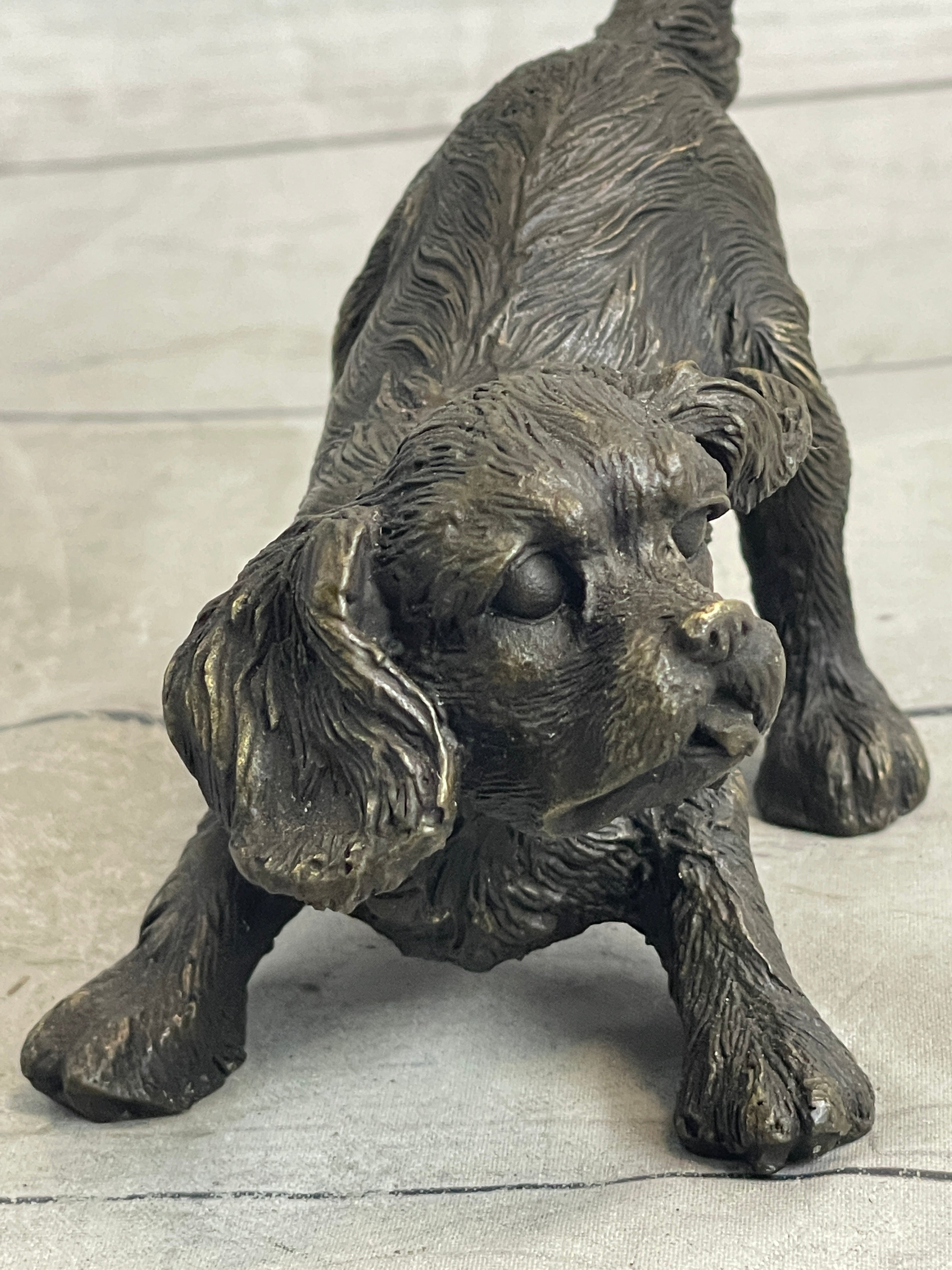 Cavalier King Charles Spaniel Puppy Bronze Metal Sculpture