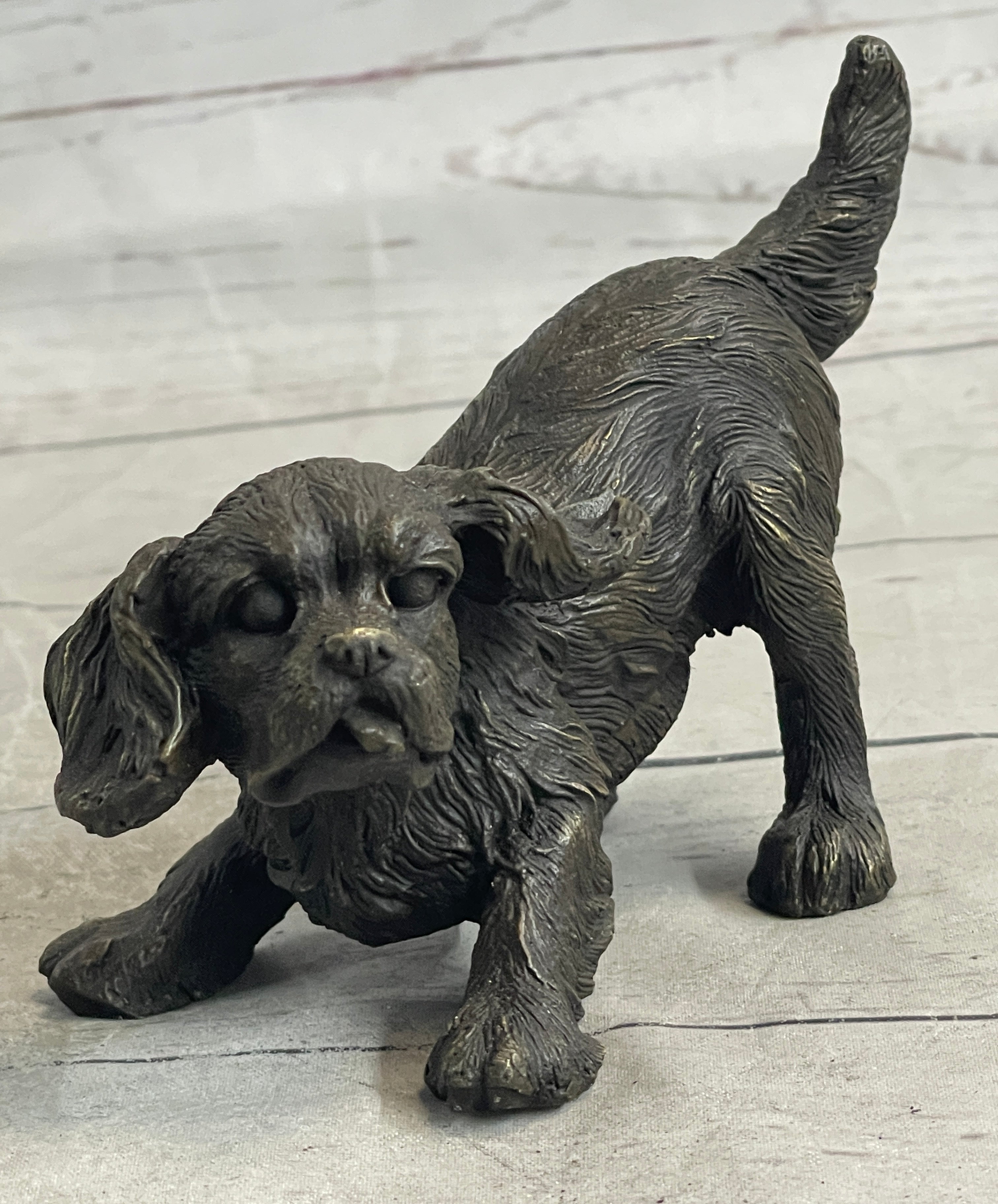 Cavalier King Charles Spaniel Puppy Bronze Metal Sculpture