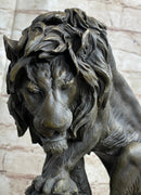 Male Lion w/ Cub Bronze Sculpture 14" x 12" Barye