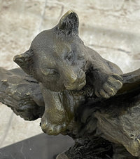 Male Lion w/ Cub Bronze Sculpture 14" x 12" Barye