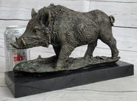 Art Deco HotCast Wild Pig Boar Bronze Animal Sculpture