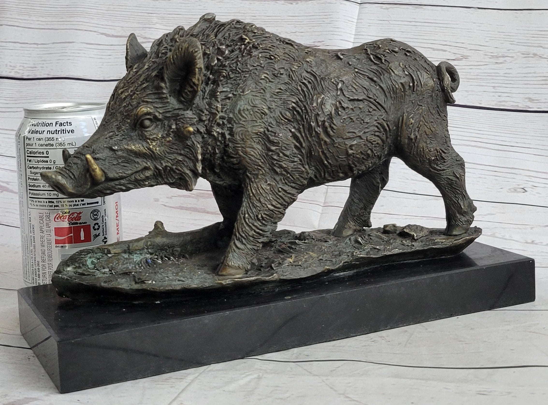 Art Deco HotCast Wild Pig Boar Bronze Animal Sculpture