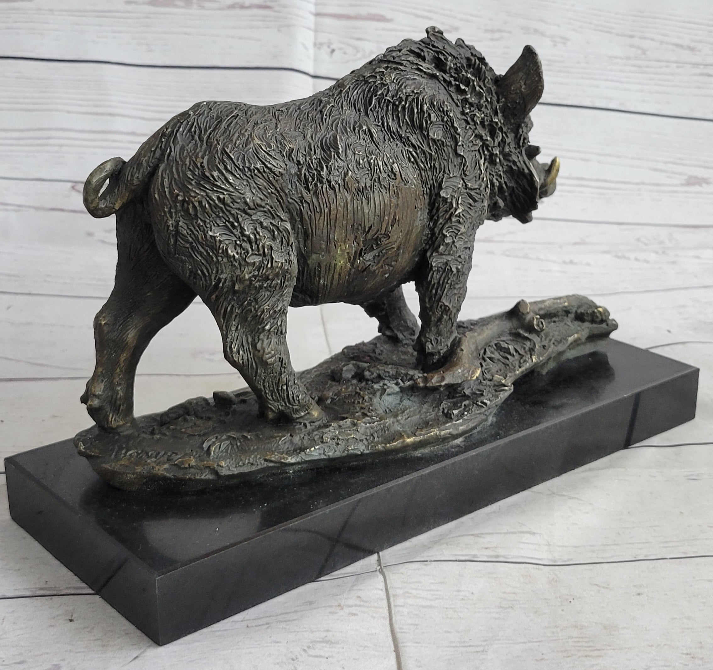 Art Deco HotCast Wild Pig Boar Bronze Animal Sculpture