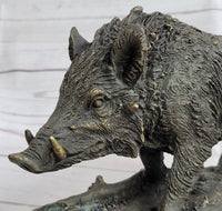 Art Deco HotCast Wild Pig Boar Bronze Animal Sculpture