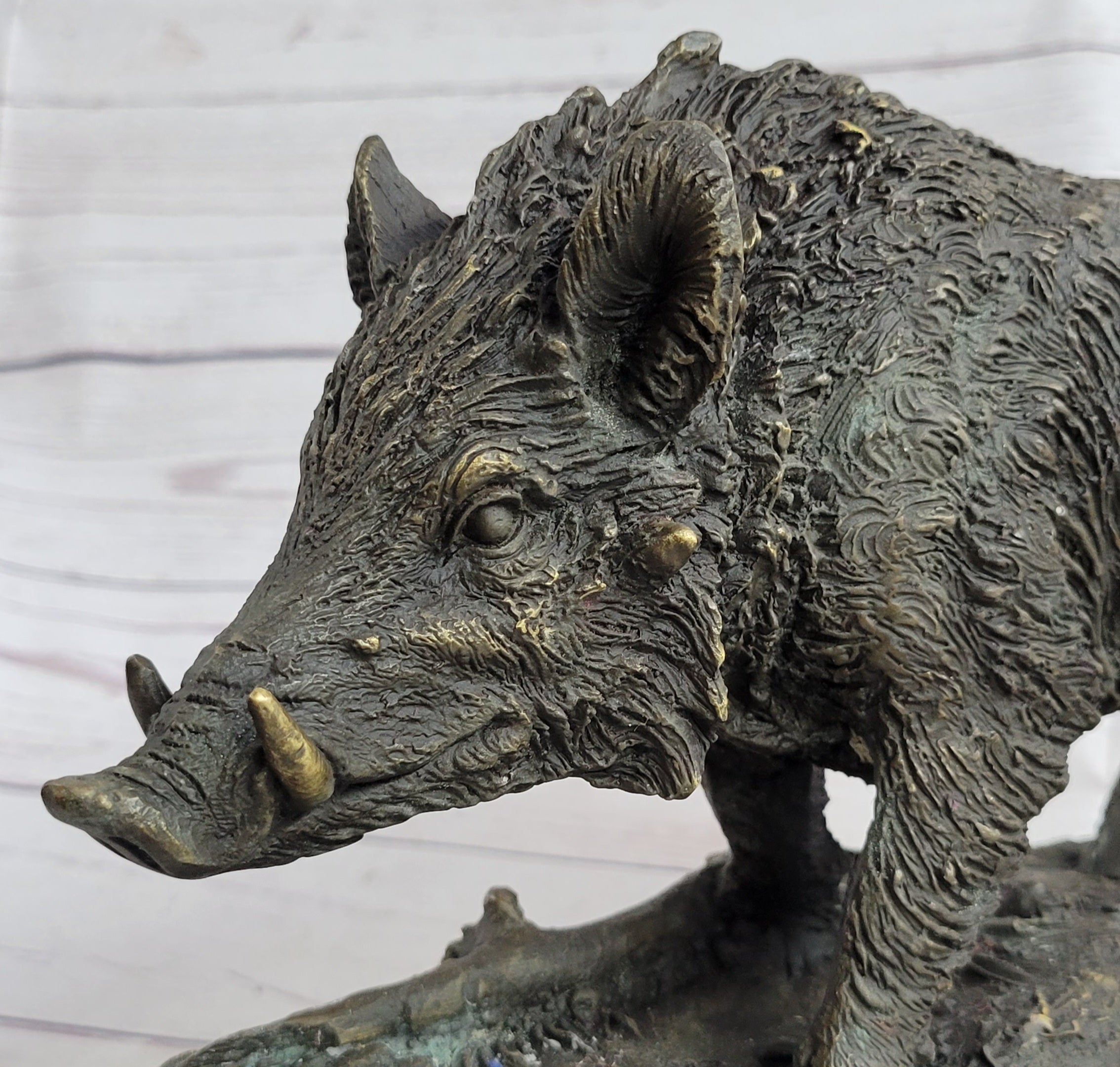 Art Deco HotCast Wild Pig Boar Bronze Animal Sculpture