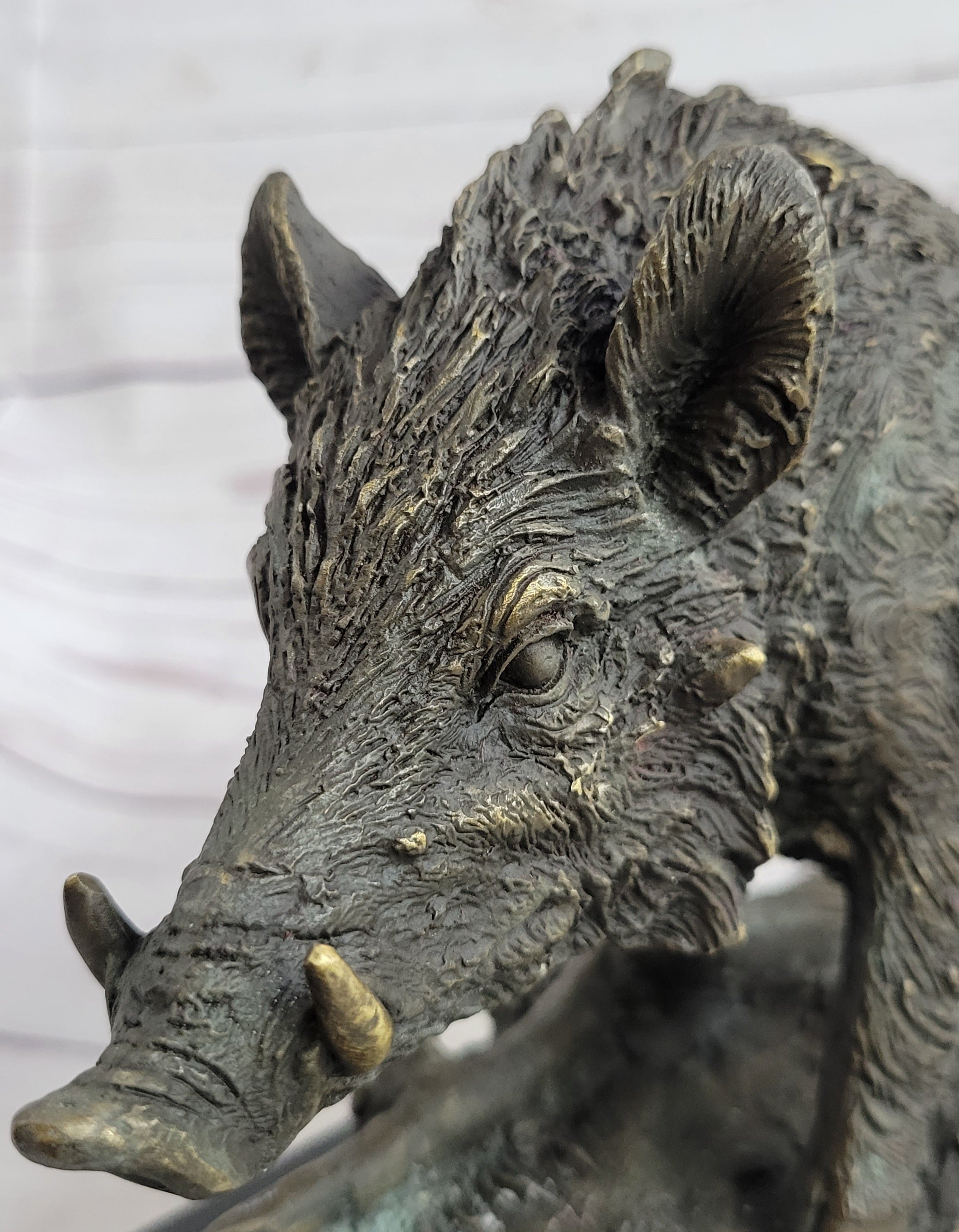 Art Deco HotCast Wild Pig Boar Bronze Animal Sculpture