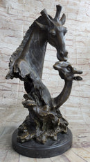 Mother and Baby Giraffe Bronze Bust 18" x 9"