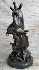 Mother and Baby Giraffe Bronze Bust 18" x 9"