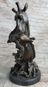 Mother and Baby Giraffe Bronze Bust 18" x 9"