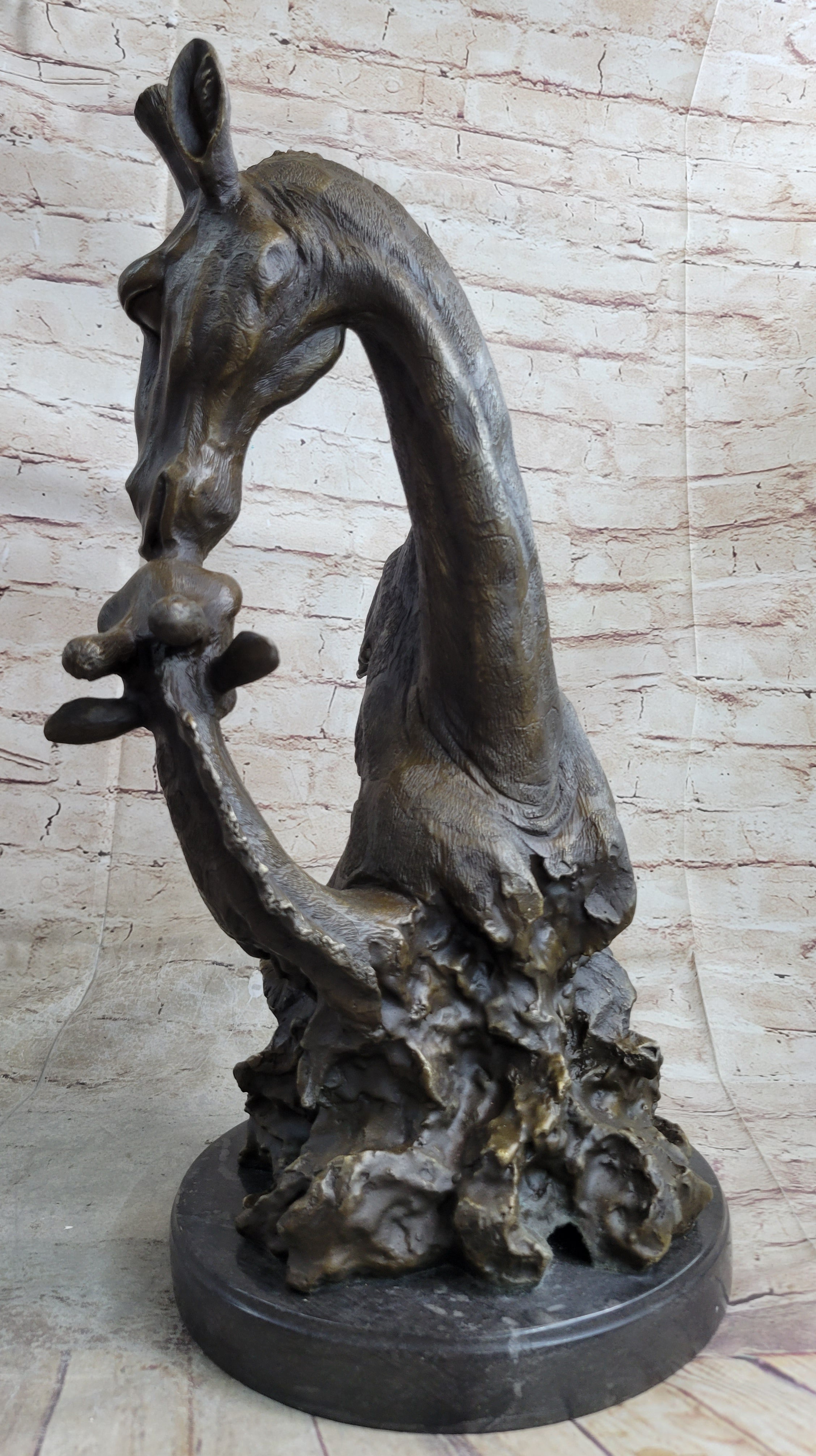 Mother and Baby Giraffe Bronze Bust 18" x 9"