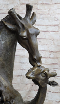 Mother and Baby Giraffe Bronze Bust 18" x 9"