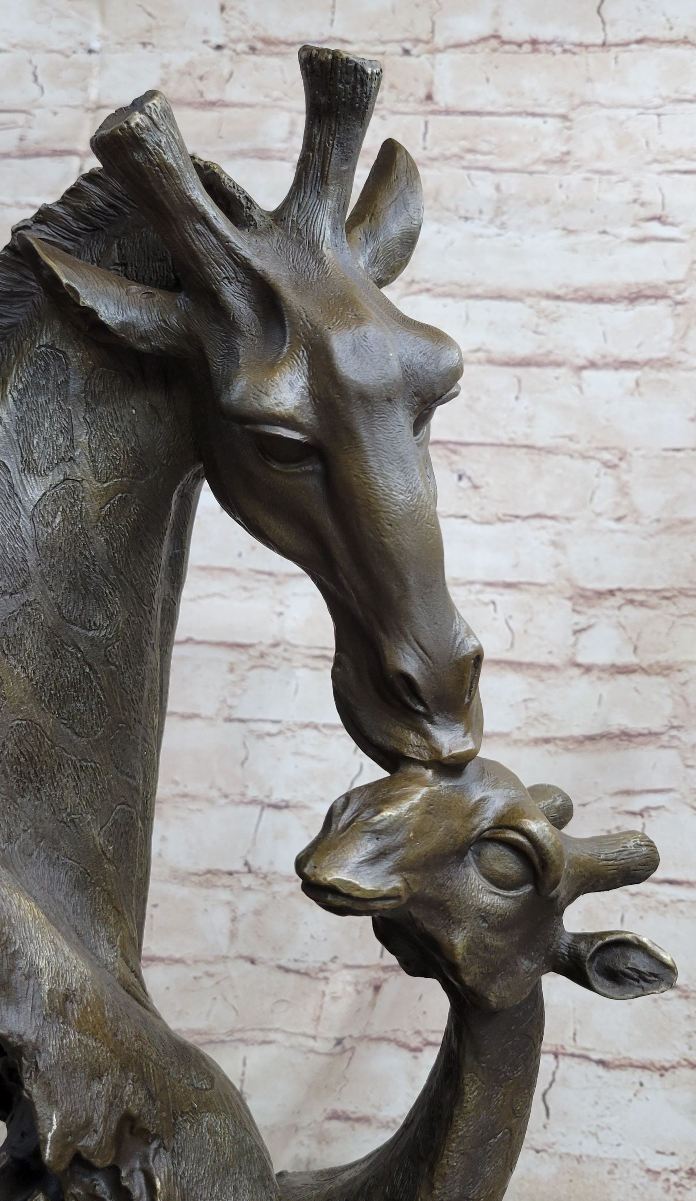 Mother and Baby Giraffe Bronze Bust 18" x 9"