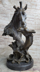 Mother and Baby Giraffe Bronze Bust 18" x 9"