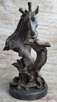 Mother and Baby Giraffe Bronze Bust 18" x 9"