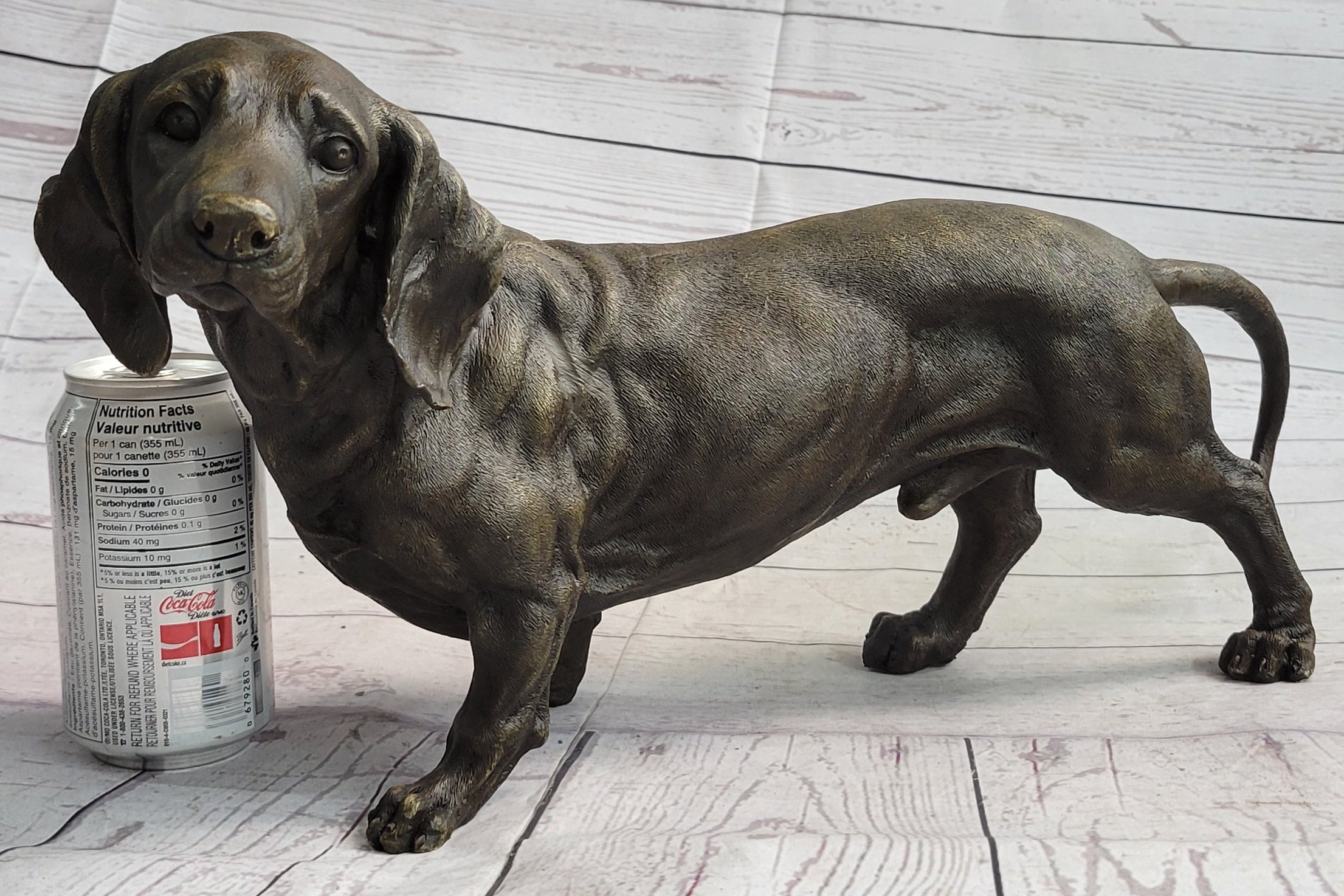 Dachshund Weiner Dog Bronze Metal Figure 9" x 17"