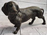Dachshund Weiner Dog Bronze Metal Figure 9" x 17"
