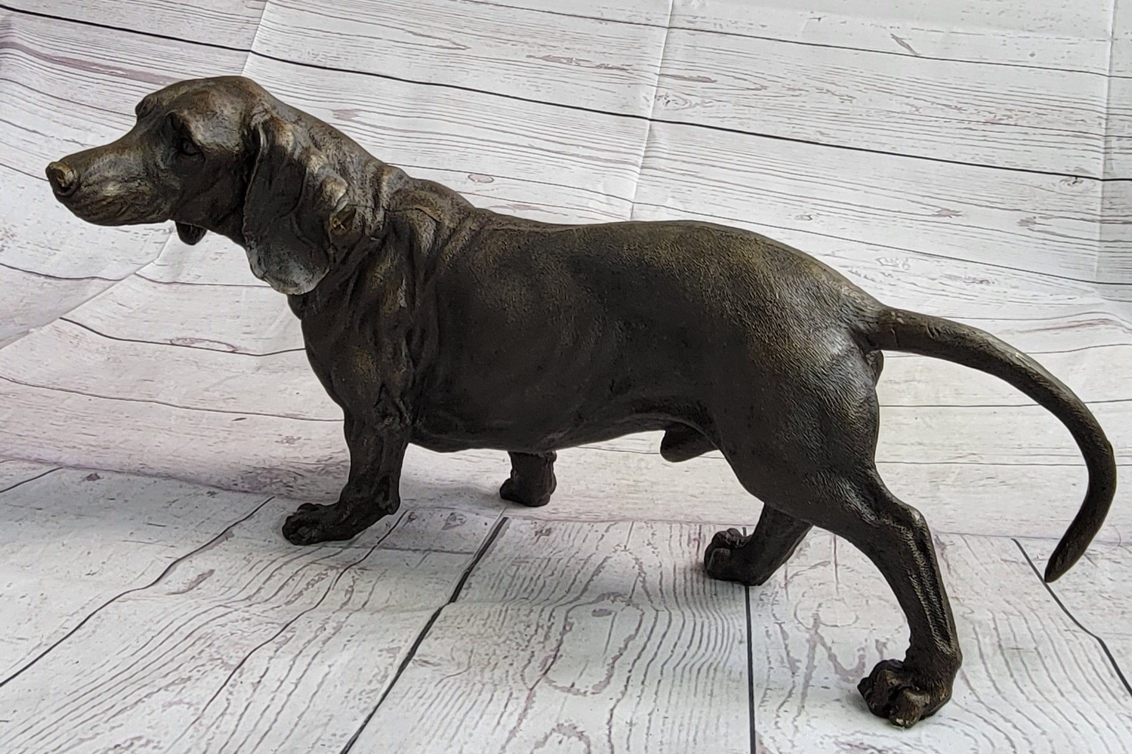 Dachshund Weiner Dog Bronze Metal Figure 9" x 17"