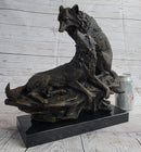 Two Wolves Wolf Family Bronze Metal Sculpture 14" x 14"