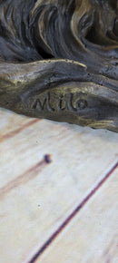Wall Mounted Wolf Head Bust Bronze Sculpture Signed Art