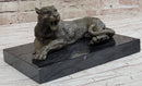 Hot Cast Bronze Cheetah Jaguar Leopard Sculpture on Marble Base