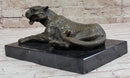 Hot Cast Bronze Cheetah Jaguar Leopard Sculpture on Marble Base
