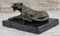 Hot Cast Bronze Cheetah Jaguar Leopard Sculpture on Marble Base