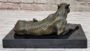 Hot Cast Bronze Cheetah Jaguar Leopard Sculpture on Marble Base